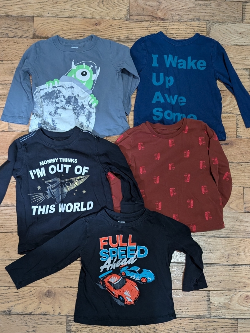 GUC Lot Of 5 Boys Long-Sleeve Graphic Shirts Sz 2 *R14